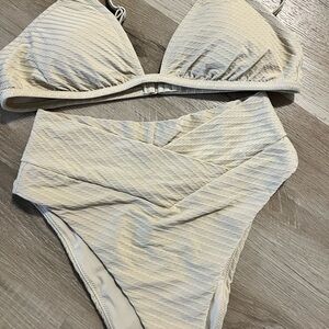 Aerie Beige Textured Bikini Set